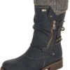 Remonte Mombasa Black Knit Mid-Height Boot