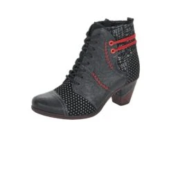 Remonte Ottawa Black Red Print Ankle Boot