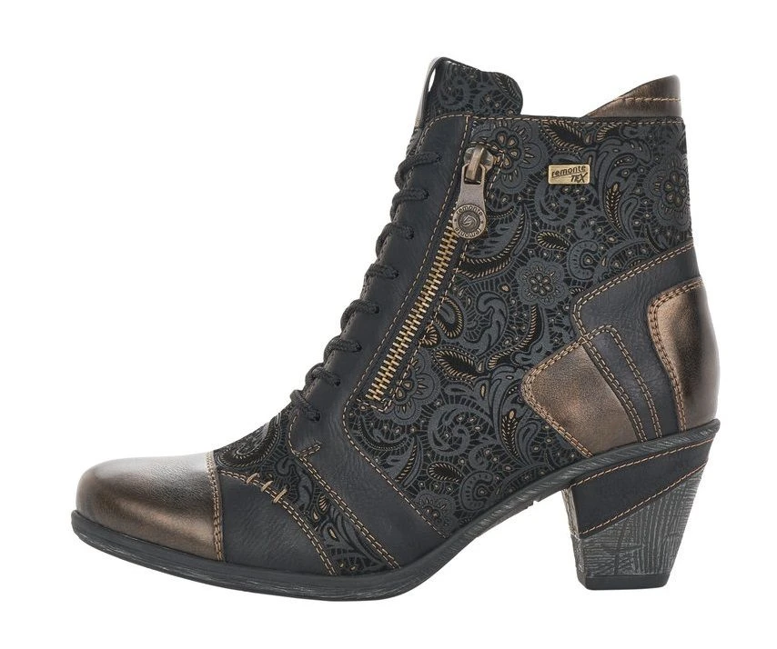 Remonte Australia Black Bronze Paisley Ankle Boot 4 Remonte Australia Black Bronze Paisley Ankle Boot - Image 2