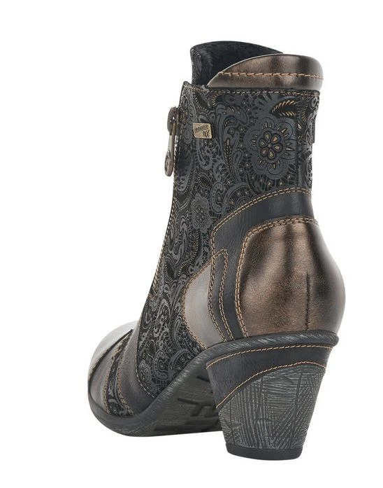 Remonte Australia Black Bronze Paisley Ankle Boot 5 Remonte Australia Black Bronze Paisley Ankle Boot - Image 3