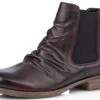 Remonte Cristallino Wine Ruched Leather Chelsea Boot 1 Remonte Cristallino Wine Ruched Leather Chelsea Boot -Rockport Store rier097335