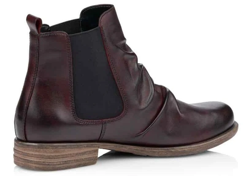 Remonte Cristallino Wine Ruched Leather Chelsea Boot 4 Remonte Cristallino Wine Ruched Leather Chelsea Boot - Image 2