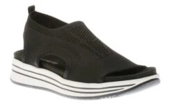 Remonte Knitup84 Black White Low Wedge Sandal