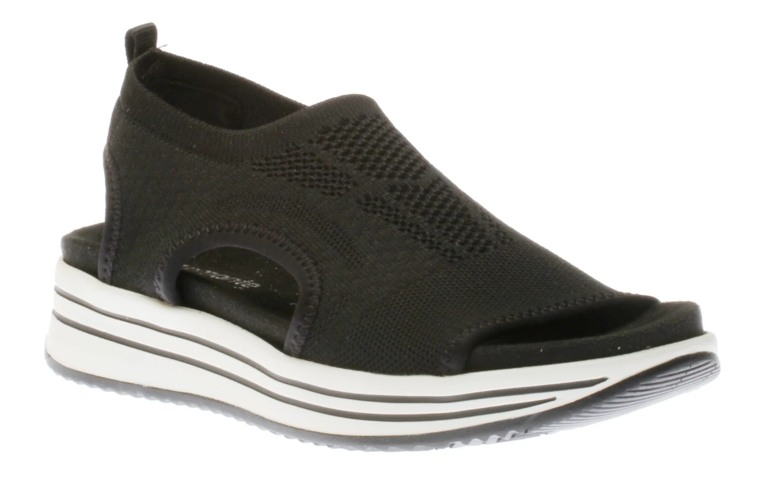 Remonte Knitup84 Black White Low Wedge Sandal 3 Remonte Knitup84 Black White Low Wedge Sandal