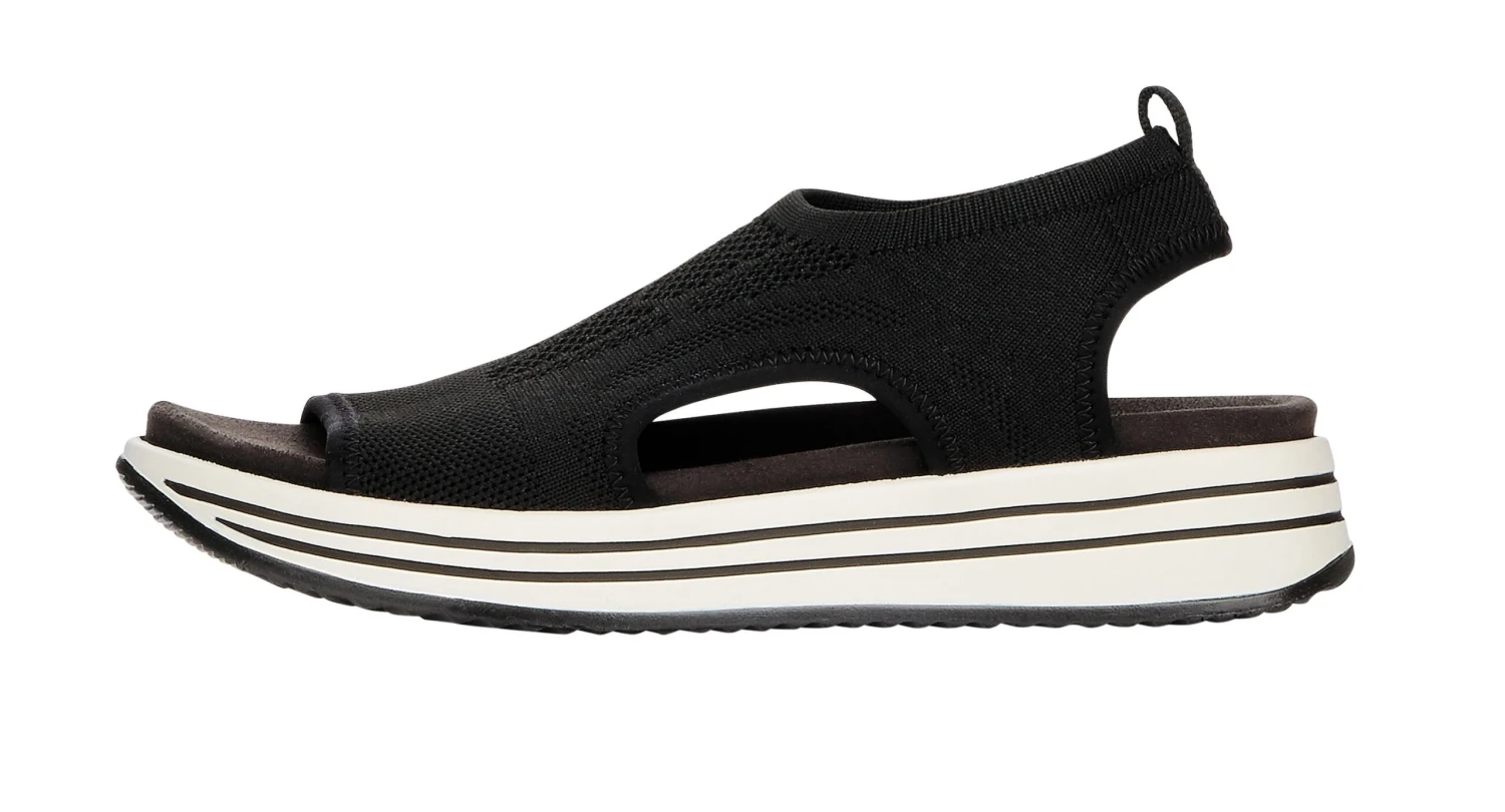 Remonte Knitup84 Black White Low Wedge Sandal 4 Remonte Knitup84 Black White Low Wedge Sandal - Image 2