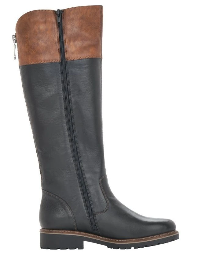 Remonte Cristallino Black Brown Leather Tall Boot 4 Remonte Cristallino Black Brown Leather Tall Boot - Image 2