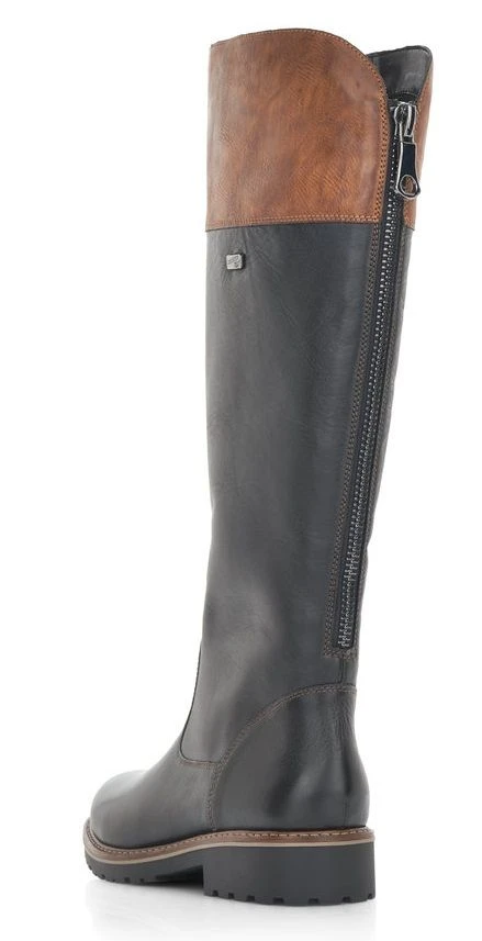 Remonte Cristallino Black Brown Leather Tall Boot 6 Remonte Cristallino Black Brown Leather Tall Boot - Image 4