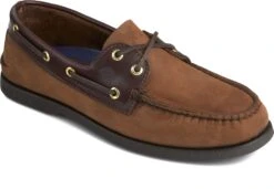 Sperry Men's Authentic Original Brown Nubuck Leather Two Eye Boat Shoe -Rockport Store speao2eye22